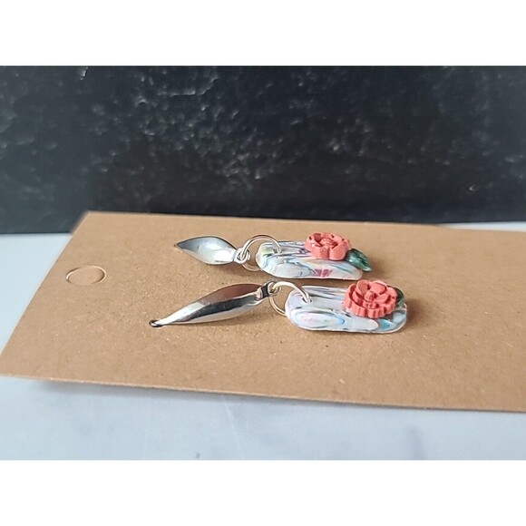 Polymer Clay Floral Dangling Pierced Earrings New - Picture 4 of 10